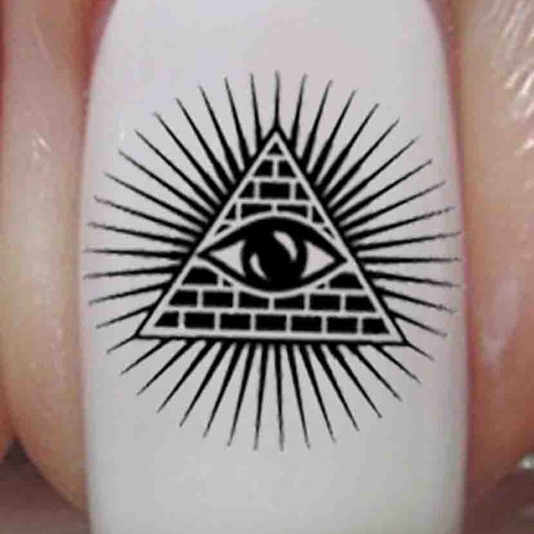 EYE of PROVIDENCE Nail Decal | 39 Black Waterslide Nail Art | Esoteric, Pyramid, All Seeing Eye, Illuminati, Occult, Dollar Bill, Conspiracy