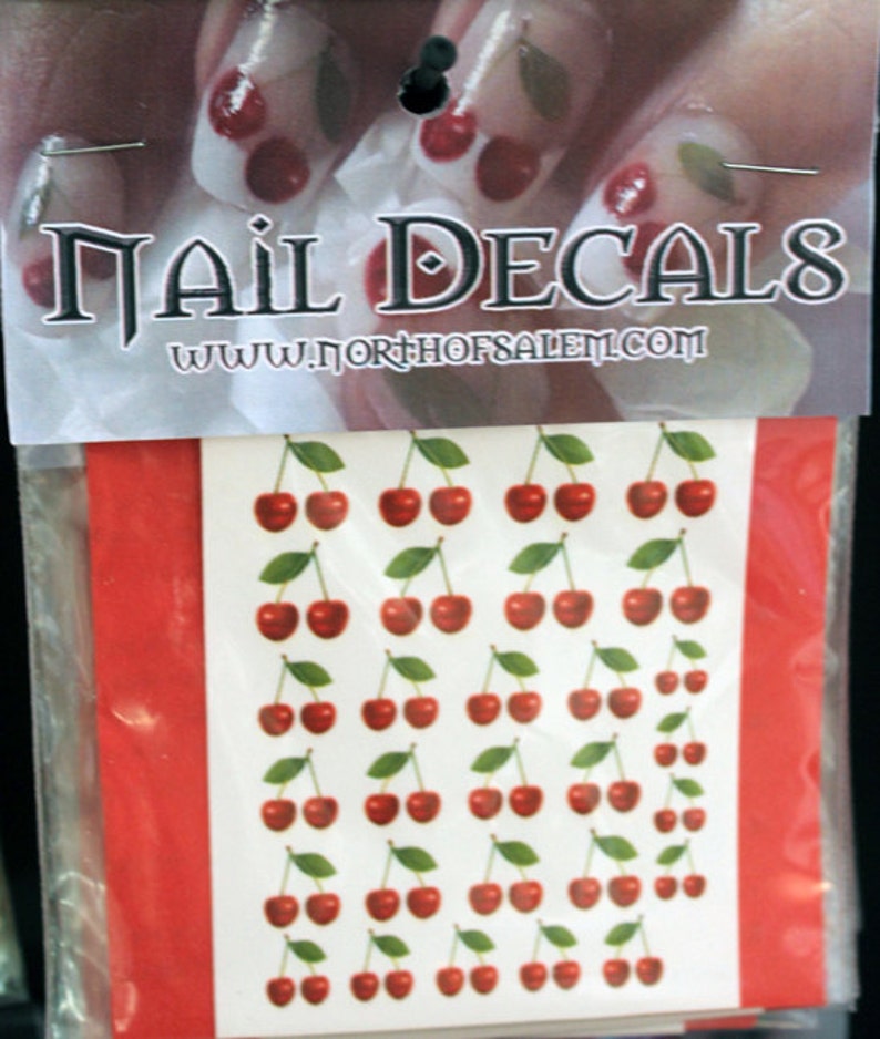 48 BIG CHERRIES Nail Art SETS Ch1  Waterslide Transfer image 1