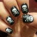 WHITE SKULL and Crossbones Nail Decals 37 Skulls and Crossed Bones Waterslide Pirate Flag Nail Art. Gothic nail art, Skull Nails, Halloween 