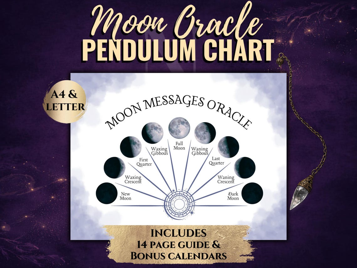 Moon Phase Pendulum Board Dowsing Chart + Oracle Guide | Lunar Ritual ...