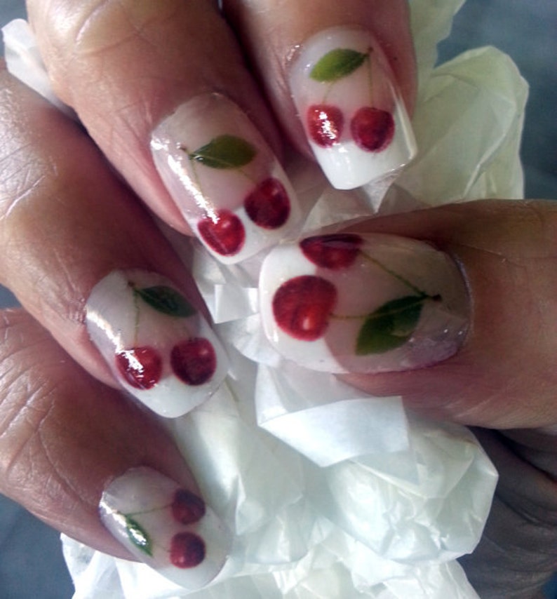 48 BIG CHERRIES Nail Art SETS Ch1  Waterslide Transfer image 0