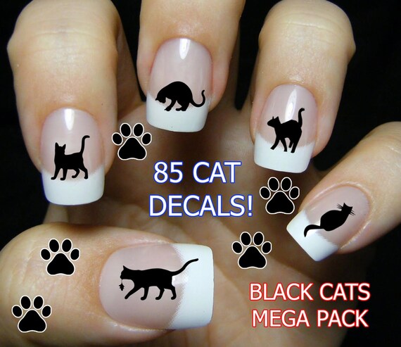 black cat nail art