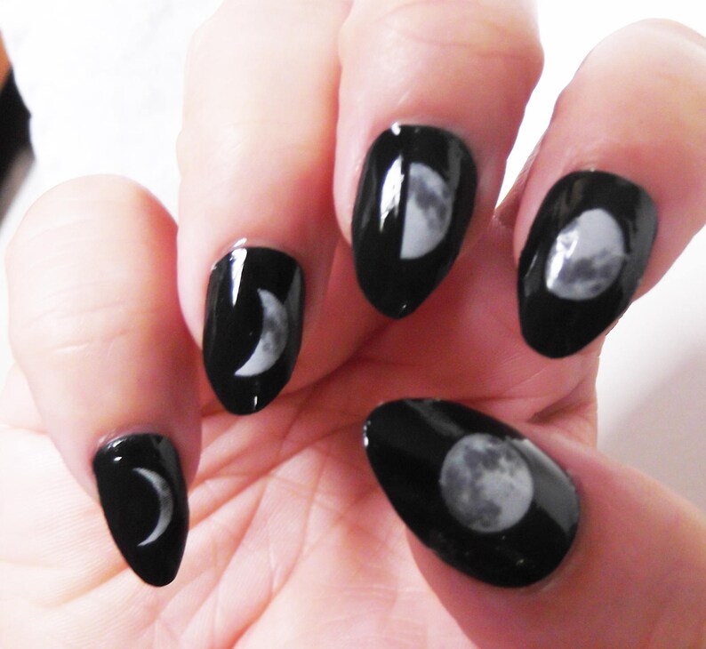 Moon Nail Decals Gothic Nail Art Moon Phase Nail Decals Etsy