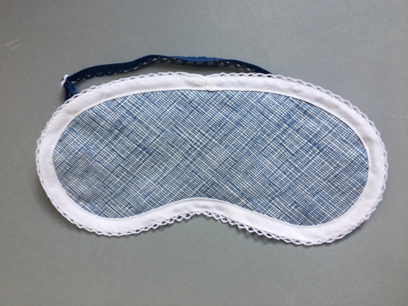 sleep mask blue , cotton, adjustable, relaxation, travel, beauty image 2