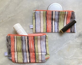 Cosmetic bag natural stripes, make up bag,  2 sizes, beauty, makeup bag, toiletry bag, cosmetic bag, cotton, travel kit