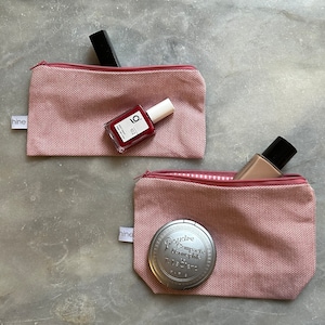 Cosmetic bag pink melange, cotton blend, make-up bag, beauty, make-up bag, cosmetic bag, cotton, 2 variations