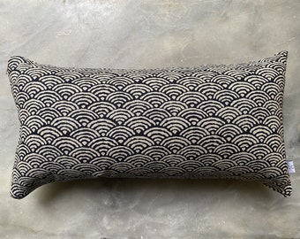 Yoga pillow blue, japan pattern, stars / waves, meditation cushion, yoga,  organic buckwheat shells, relaxation, seat cushion , cotton