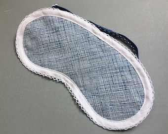 sleep mask blue , cotton, adjustable, relaxation, travel, beauty