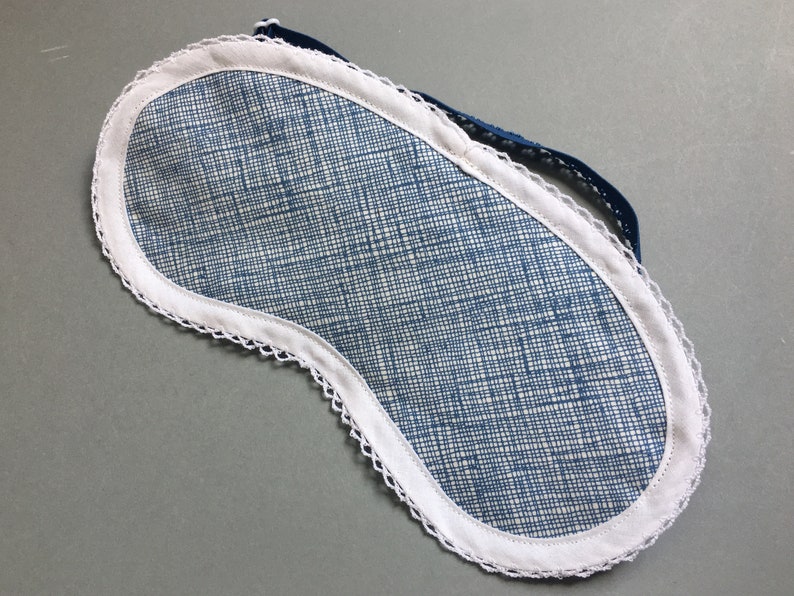 sleep mask blue , cotton, adjustable, relaxation, travel, beauty image 1