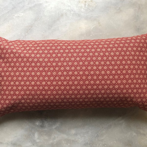 Yoga pillow, stars red japan pattern, meditation cushion, yoga, meditation, organic buckwheat shells, relaxation, seat cushions, cotton