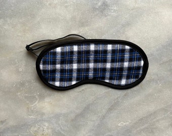sleeping mask flannel blue/ black checked, sleep mask, eye mask, relaxation, travel