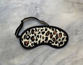 Leoprint slaapmasker, wild, viscose/katoen, schoonheid, ontspanning, reizen, Moederdag