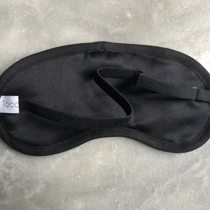 Silk Sleep Mask, black, unisex, for all sizes adjustable, smooth silk satin image 4