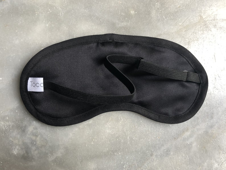 Silk Sleep Mask, black, unisex, for all sizes adjustable, smooth silk satin image 4