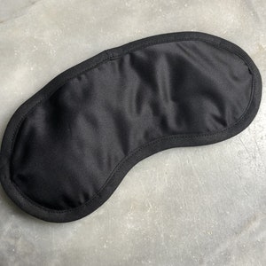 Silk Sleep Mask, black, unisex, for all sizes adjustable, smooth silk satin image 3