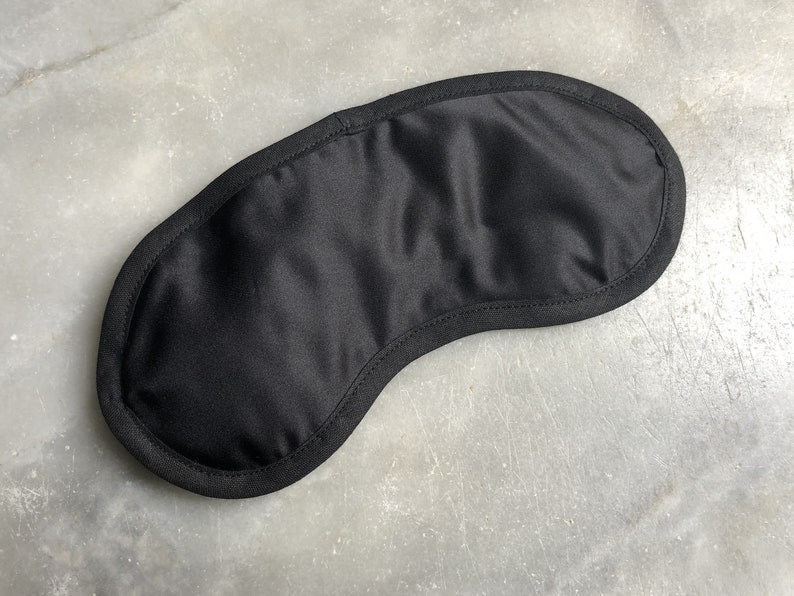 Silk Sleep Mask, black, unisex, for all sizes adjustable, smooth silk satin image 3