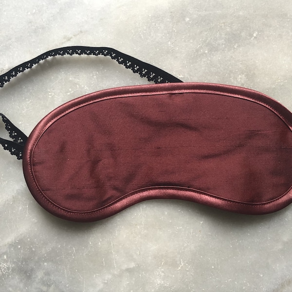 sleeping mask from silk, wine-red, silk satin, dupion, silk, travel, beauty, relaxation, adjustable, 2 variations