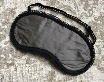 Maschera per dormire in seta antracite, maschera per dormire, occhiali per dormire, frequent flyer, maschera per gli occhi, maschera per dormire seta, relax, bellezza