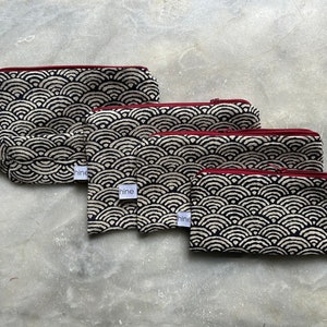 Cosmetic bag Waves, make up bag, different sizes, beauty, makeup bag, toiletry bag, cosmetic bag, cotton, travel kit 画像 3