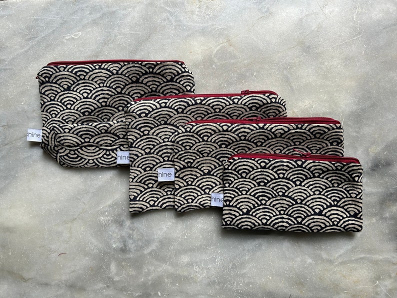 Cosmetic bag Waves, make up bag, different sizes, beauty, makeup bag, toiletry bag, cosmetic bag, cotton, travel kit 画像 3