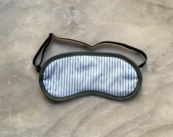 Schlafmaske Streifen türkis, Entspannung,  Schlafbrille, Baumwolle, für alle Größen verstellbar