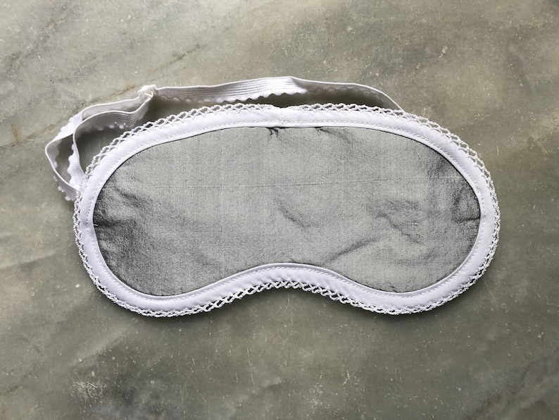 Silver Silk Sleep Mask, adjustable, eye mask, travel, beauty, relaxation image 1