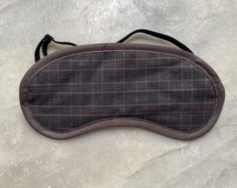 Antracietkleurig geruit slaapmasker, slaapmasker voor mannen, slaapmasker, ontspanning, puur katoen, verstelbaar