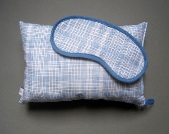 sleeping mask and pillow for men, blue/white, sleep mask for men, gift for men, travel set, relaxation, pillow