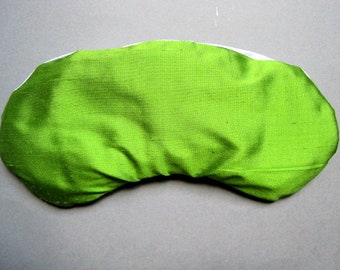 Yoga eye pillow made of silk, with lavender possible, relaxation, meditation, millet or amaranth, ticking removable, lime green/ light blue