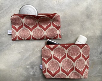 Cosmetic Bag flowers red, Make Up Bag, Beauty, Makeup Bag, Toiletry Bag. Cosmetic bag, cotton, travel kit