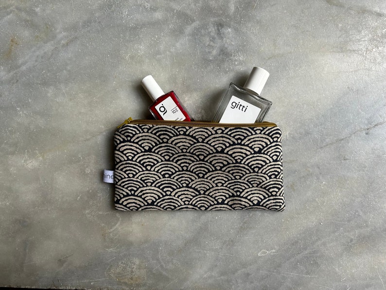 Cosmetic bag Waves, make up bag, different sizes, beauty, makeup bag, toiletry bag, cosmetic bag, cotton, travel kit 画像 1