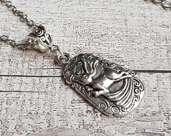 Jumping Hare Rabbit Pendant Necklace. Nature Themed Necklace. Personalise Choose length. Silver Plated Chain, Large Tibetan Silver Pendant.
