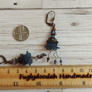 Bluebell Flower earrings, Handmade Boho Floral Dangle Drops, Copper Lever Back, Flower Forest Fairy Cottage Core, Blossom, Gift Box Included image 7
