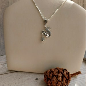 Squirrel and Acorn Pendant Necklace. Silver Plate Personalise Choose Chain length. Extendable, Gift for Nature lover, Oak Tree Nut, image 10