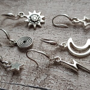Single Small Silver Plate Earrings Silver Plate Hooks Lobe Hugging Earrings Tiny Dangle Earrings Unisex Gender Neutral Him Her Them