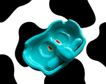 Squidward Clay Ashtray, Handmade Cartoon Smokers Acessory