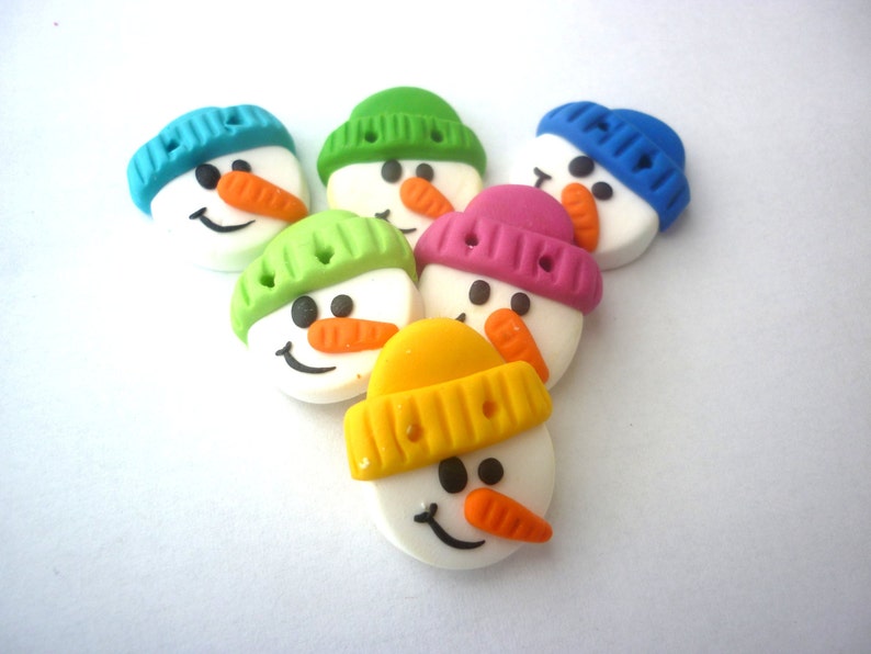 Christmas Buttons Snowman Buttons Handmade With Polymer Clay Etsy