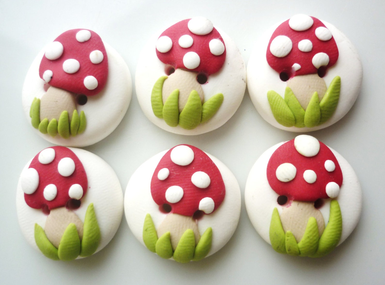 Red mushrooms buttons handmade with polymer clay Etsy