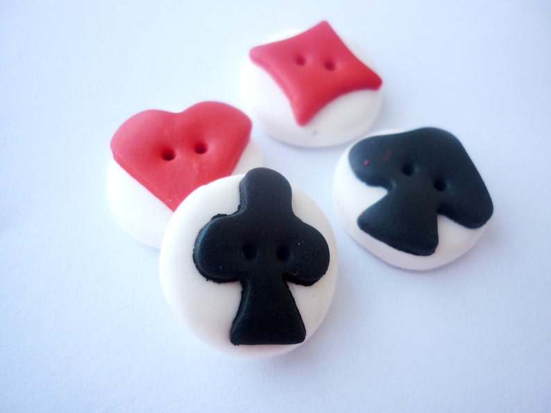 Polymer clay buttonsFrench playing card suits shaped buttons Etsy