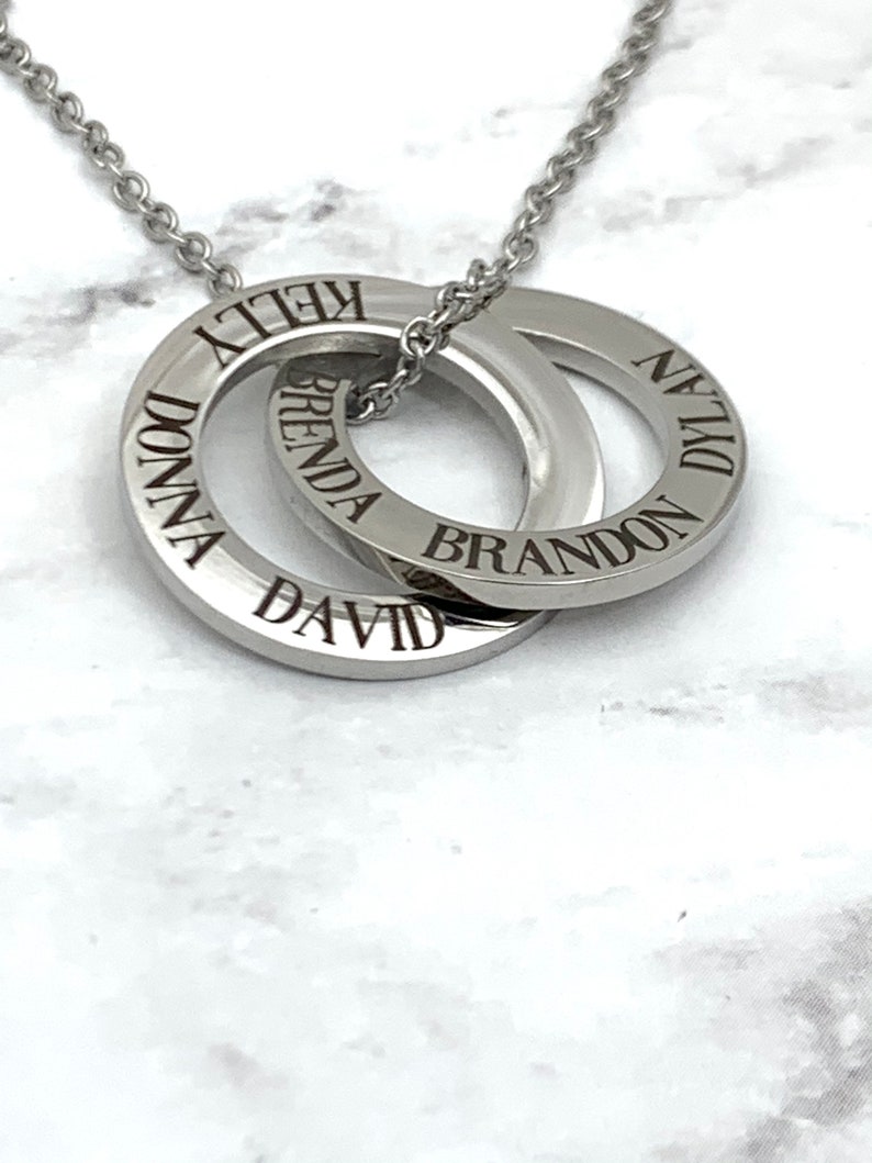 Russian Ring Necklace stainless steel family necklace mothers necklace personalized name necklace