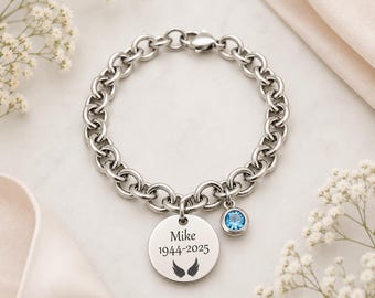 Personalized Round Charm Bracelet | Custom Engraved | Stainless Steel