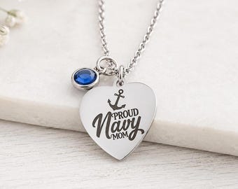 Proud Navy Mom Necklace