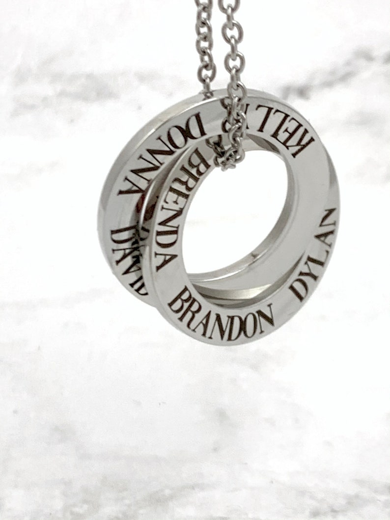 Russian Ring Necklace stainless steel family necklace mothers necklace personalized name necklace