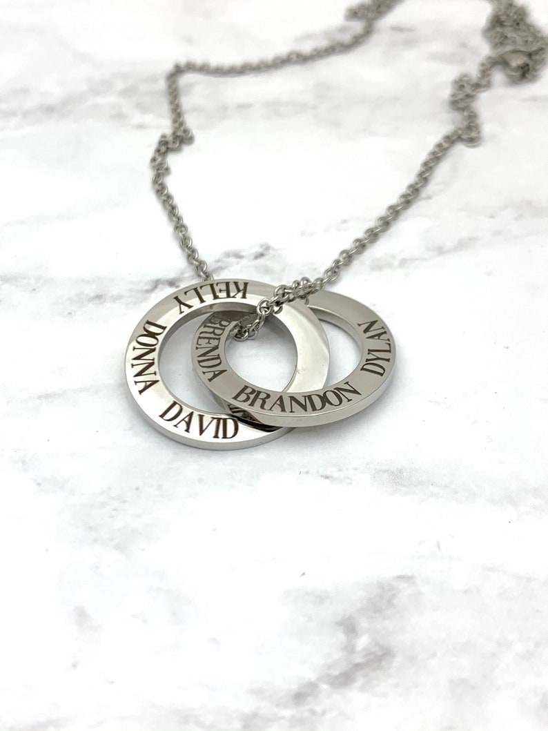 Russian Ring Necklace stainless steel family necklace mothers necklace personalized name necklace