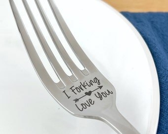 I Forking Love You Personalized Fork, stainless steel, boyfriend gift, girlfriend gift, customizable fork, anniversary gift, engraved fork