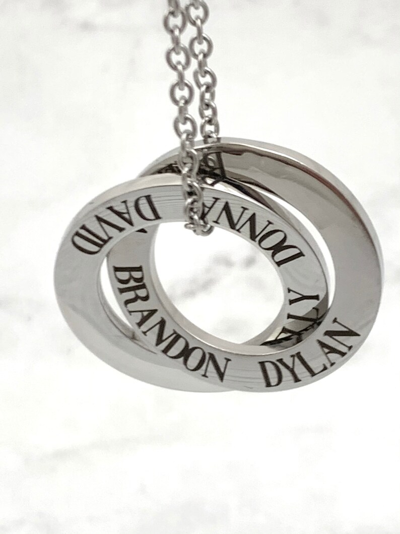 Russian Ring Necklace stainless steel family necklace mothers necklace personalized name necklace