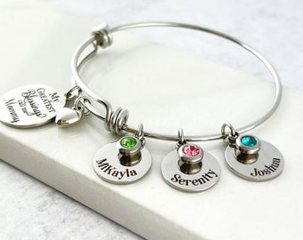 Personalized Greatest Blessings Bracelet, birthstone charms, name charms, Mother's Day, Mom bracelet, grandmother's bracelet