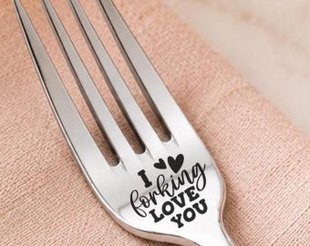 I Forking Love You Engraved Fork - Personalized Couples Gift