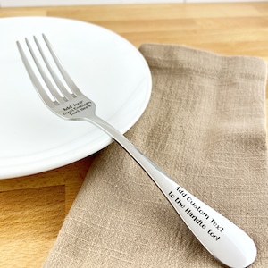 Customized Engraved Fork, More Fonts, Image options, Stainless steel, personalized, retirement gift, birthday cake, pasta fork, pie fork