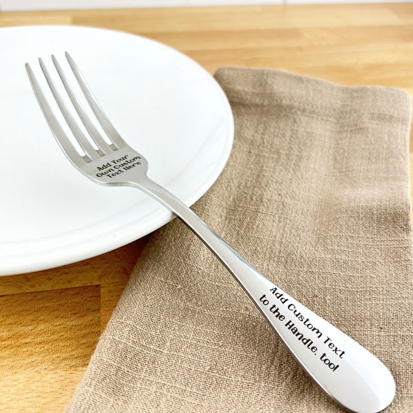 Customized Engraved Fork, More Fonts, Image options, Stainless steel, personalized, retirement gift, birthday cake, pasta fork, pie fork